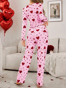 [Leve 2 Pague 1] Pijama Feminino Coração de Outono (Ideal para noites frias) + BRINDE: 1 Pantufa Nuvem Antiaderente